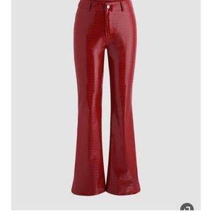 CIDER Cherry red crocodile pants